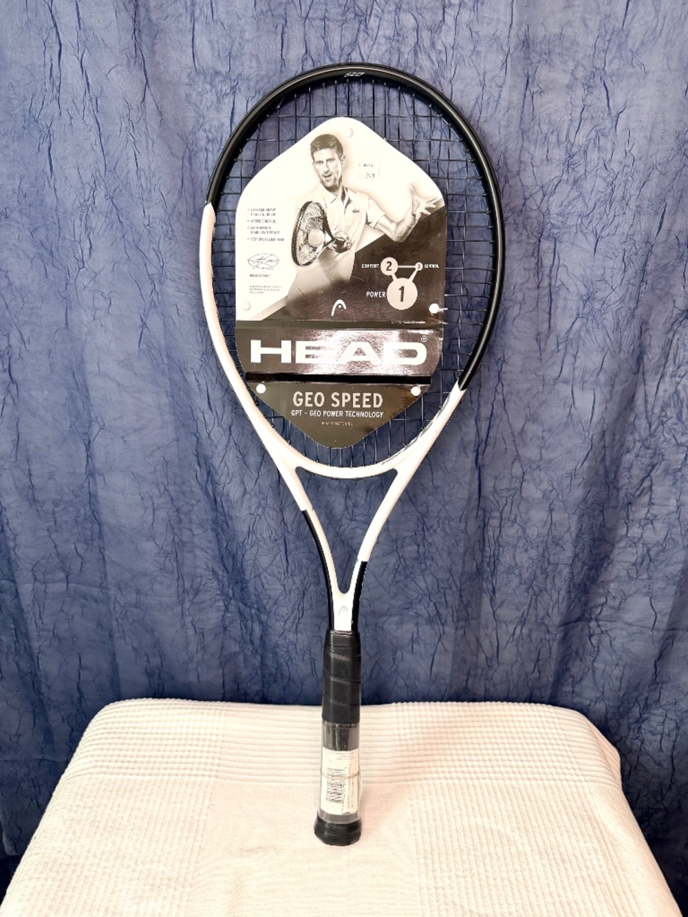 HEAD Geo Speed Adult Tennis Racquet, Pre-Strung, Black/White